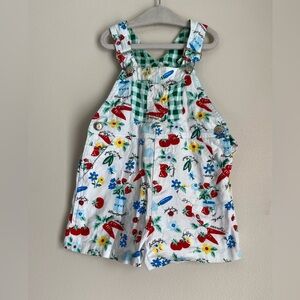 In design Vintage garden farm overalls flower bug plants size 3T flawed